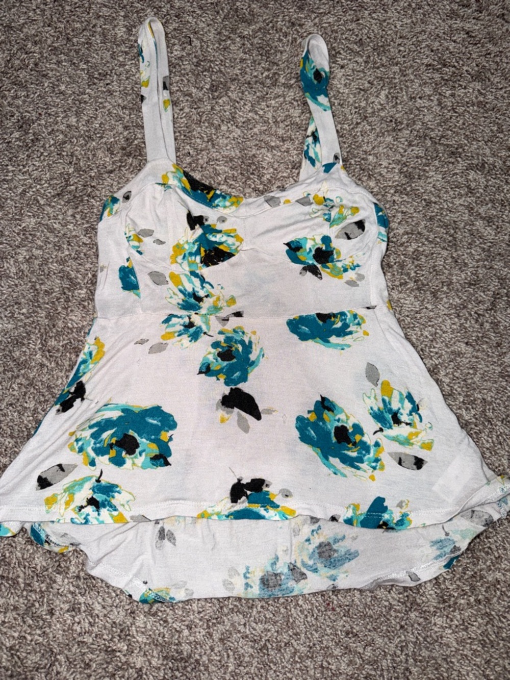 Kirra White Camisole with Teal and Yellow Floral Print